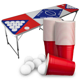 Beer Pong Bord inkl. 50 st röda muggar och 6 bollar