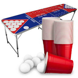 Beer Pong Bord (med Flip Cup) inkl. 50 muggar och 6 bollar