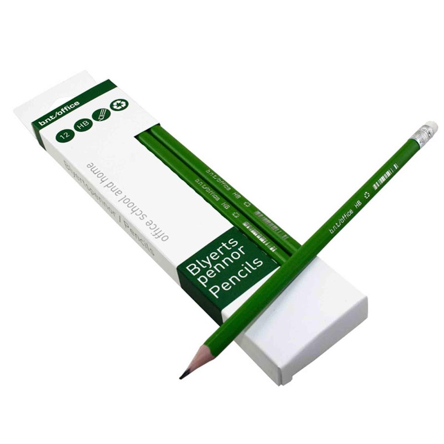 Blyertspennor med suddtopp HB 12-pack Grön