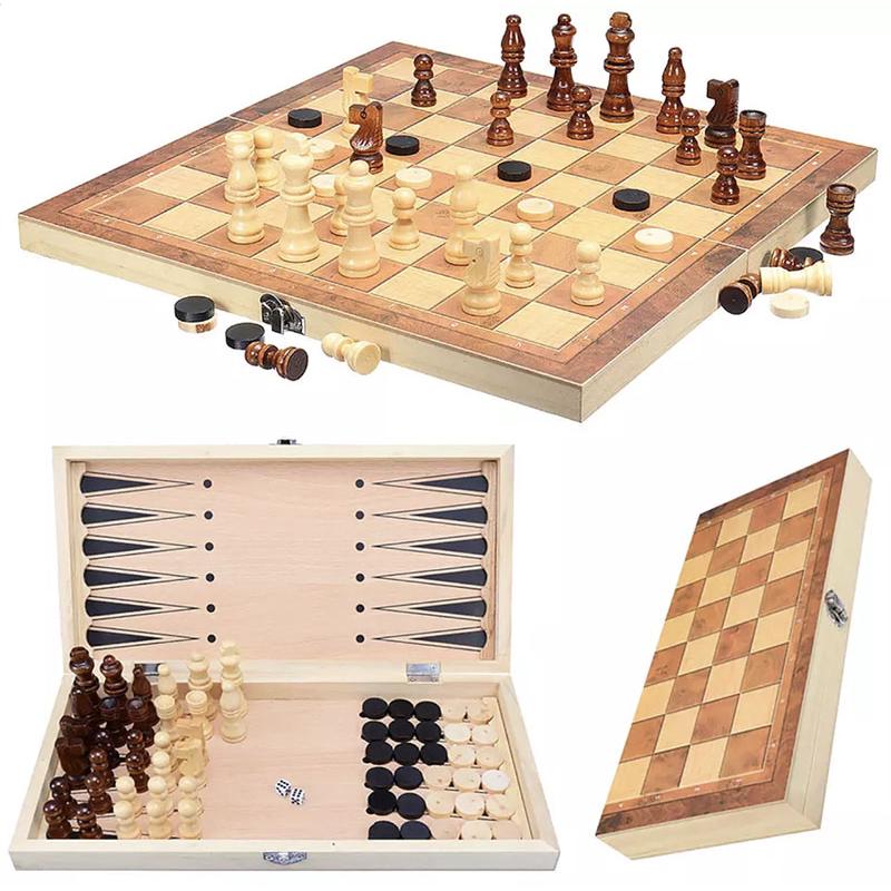 Schack, Dam och Backgammon - 3-i-1 brädspel